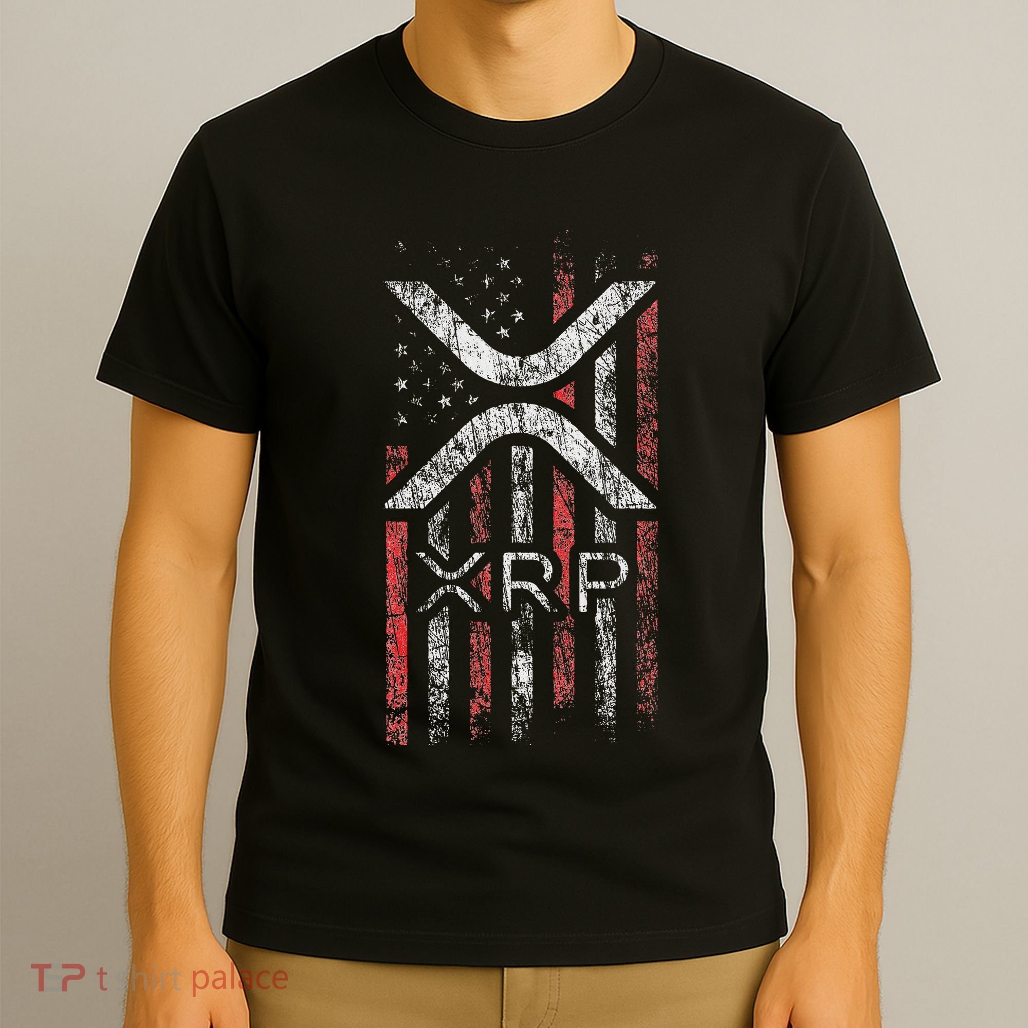 Crypto Currency Xrp Cryptocurrency American Flag Xrp T-Shirt