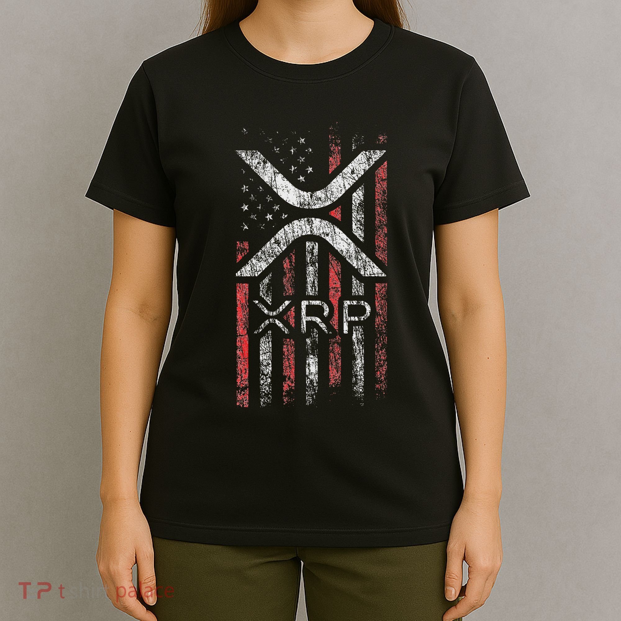 Crypto Currency Xrp Cryptocurrency American Flag Xrp T-Shirt