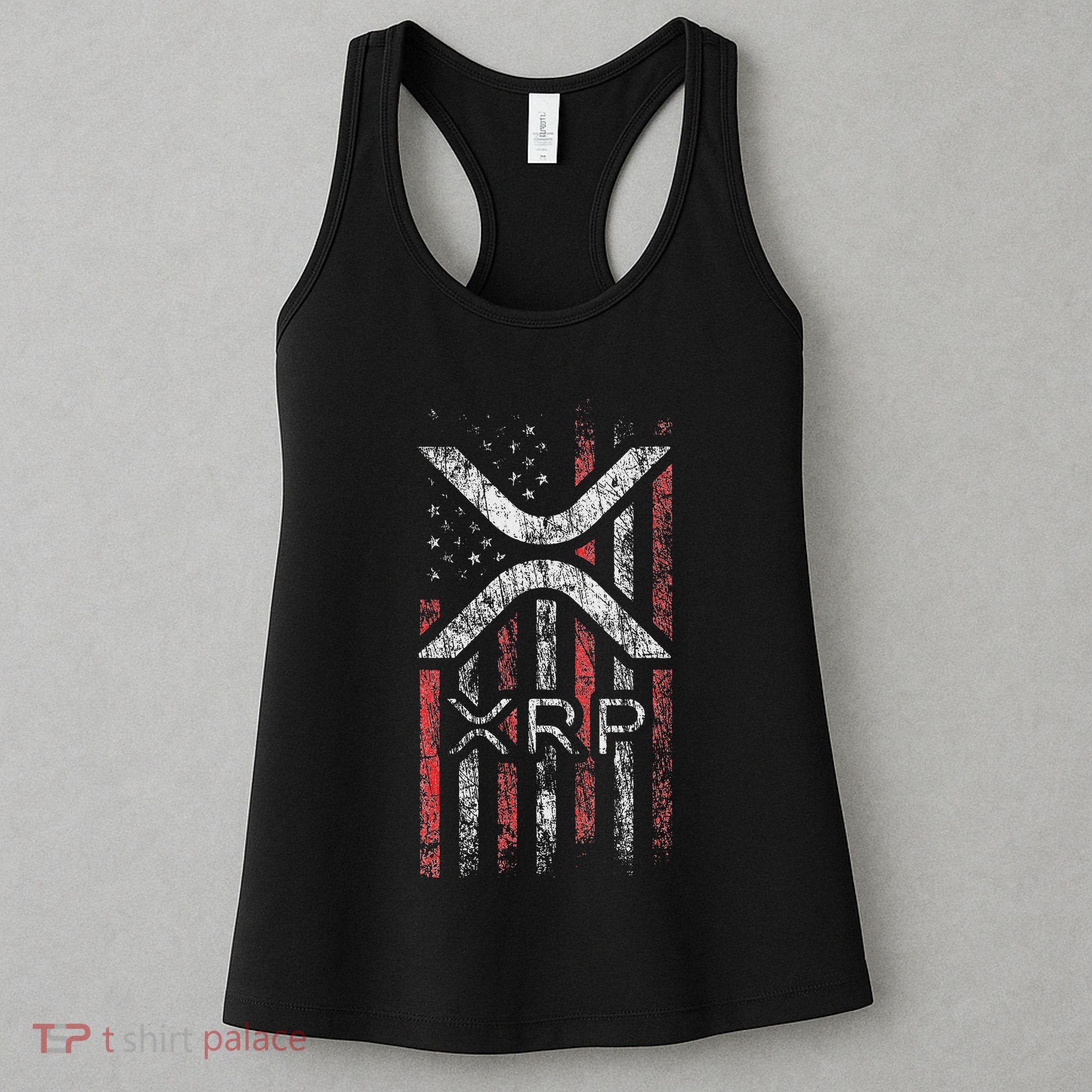 Crypto Currency Xrp Cryptocurrency American Flag Xrp Women's Tank Top