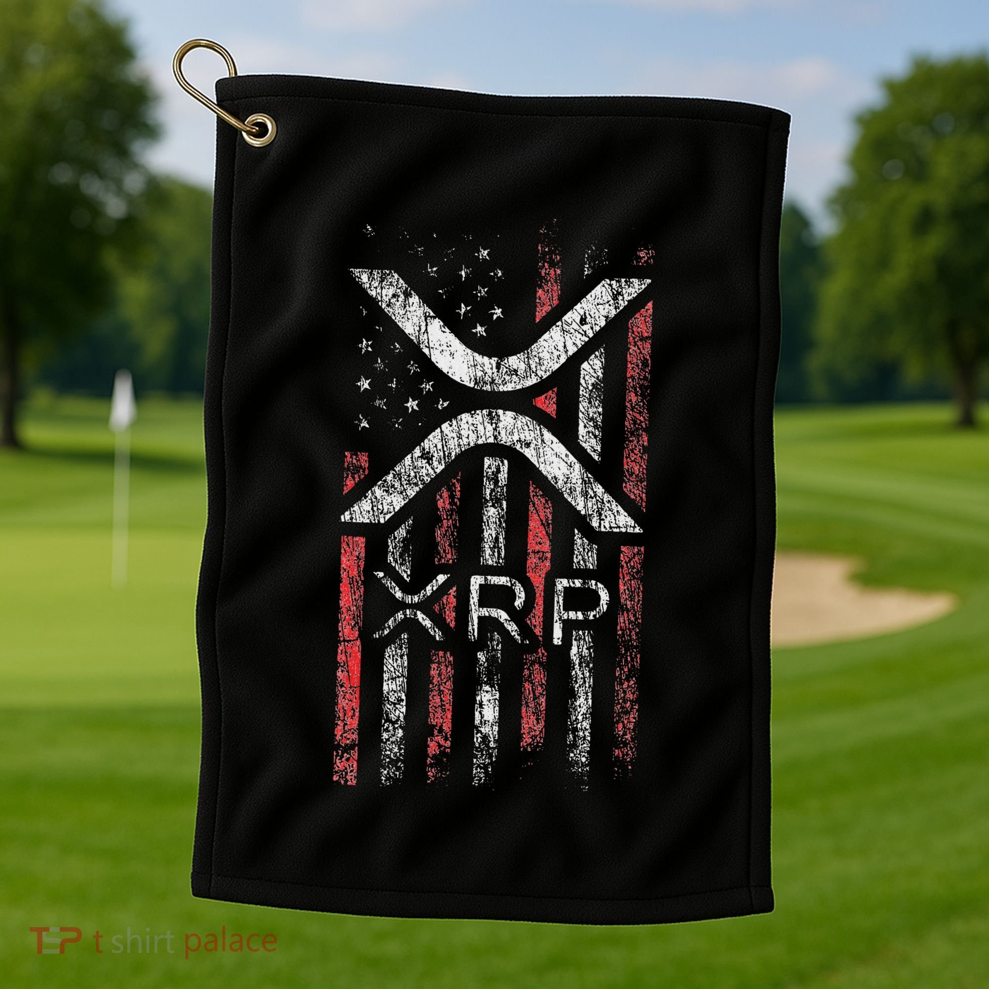 Crypto Currency Xrp Cryptocurrency American Flag Xrp Golf Towel