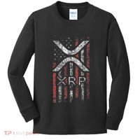 Crypto Currency Xrp Cryptocurrency American Flag Xrp Kids Long Sleeve Shirt thumb 0
