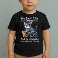 Coffee Cat You Smell Like Drama And A Headache Funny Toddler T-Shirt thumb 2