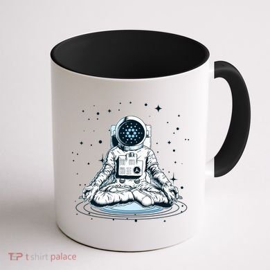 Cardano Cryptocurrency Yoga Space Astronaut Coffee Mug back