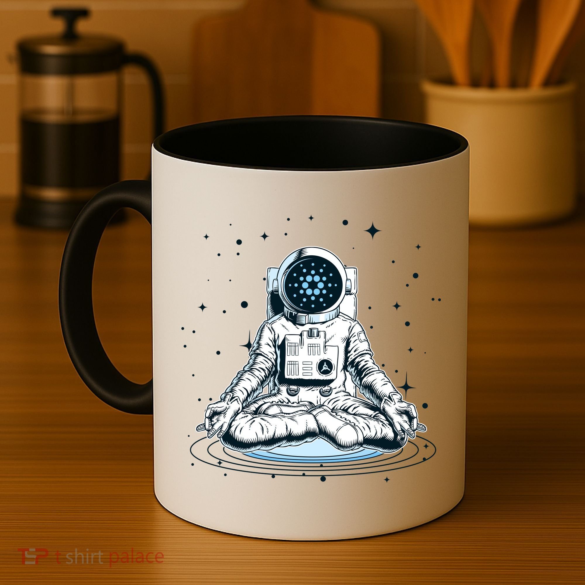 Cardano Cryptocurrency Yoga Space Astronaut Coffee Mug