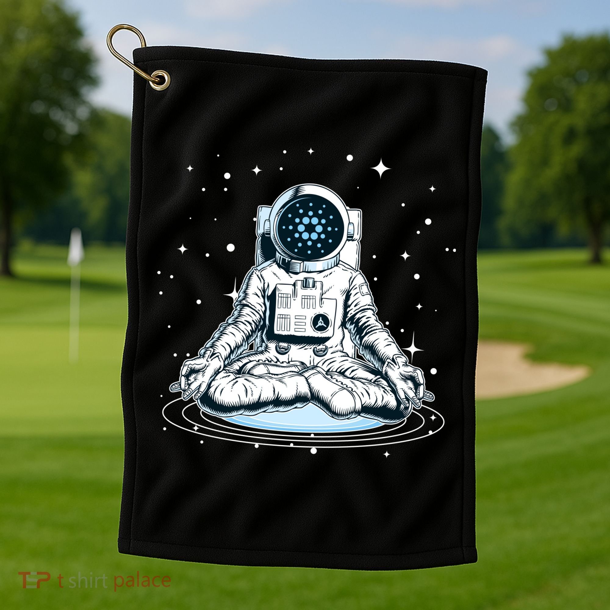 Cardano Cryptocurrency Yoga Space Astronaut Golf Towel