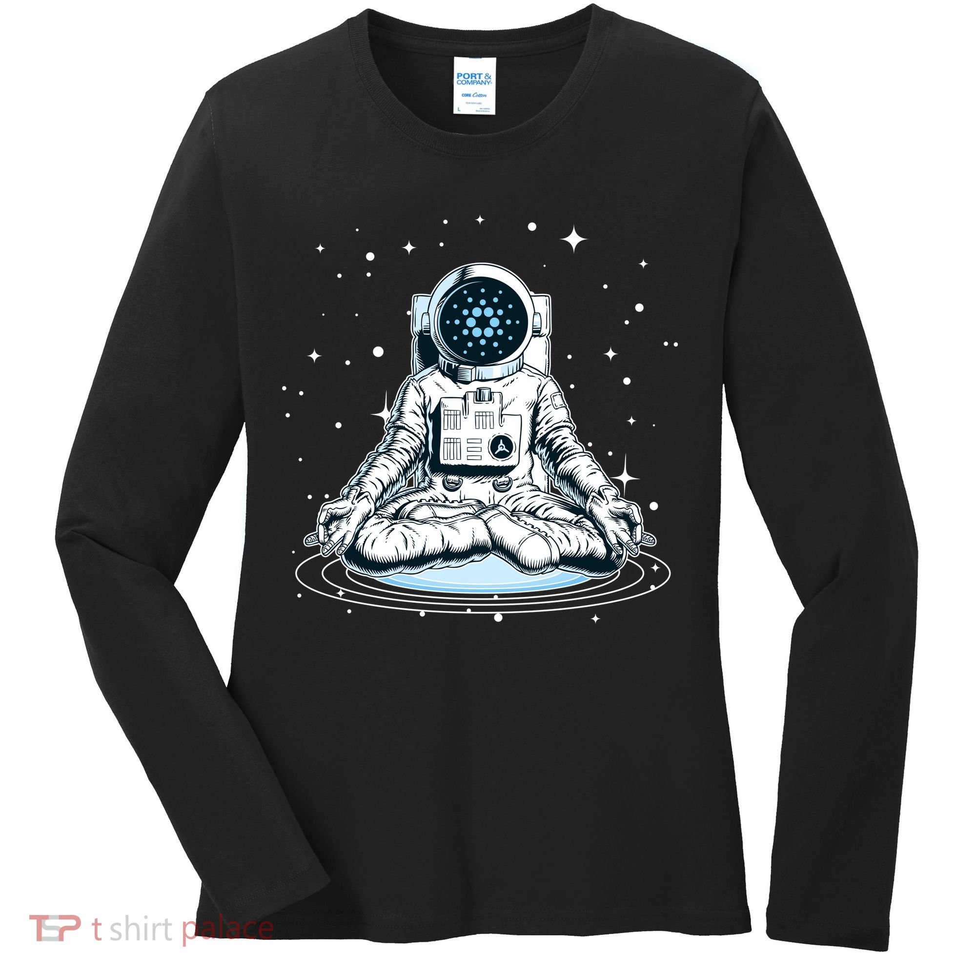 Cardano Cryptocurrency Yoga Space Astronaut Women's Long Sleeve Shirt