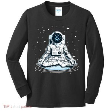 Cardano Cryptocurrency Yoga Space Astronaut Kids Long Sleeve Shirt