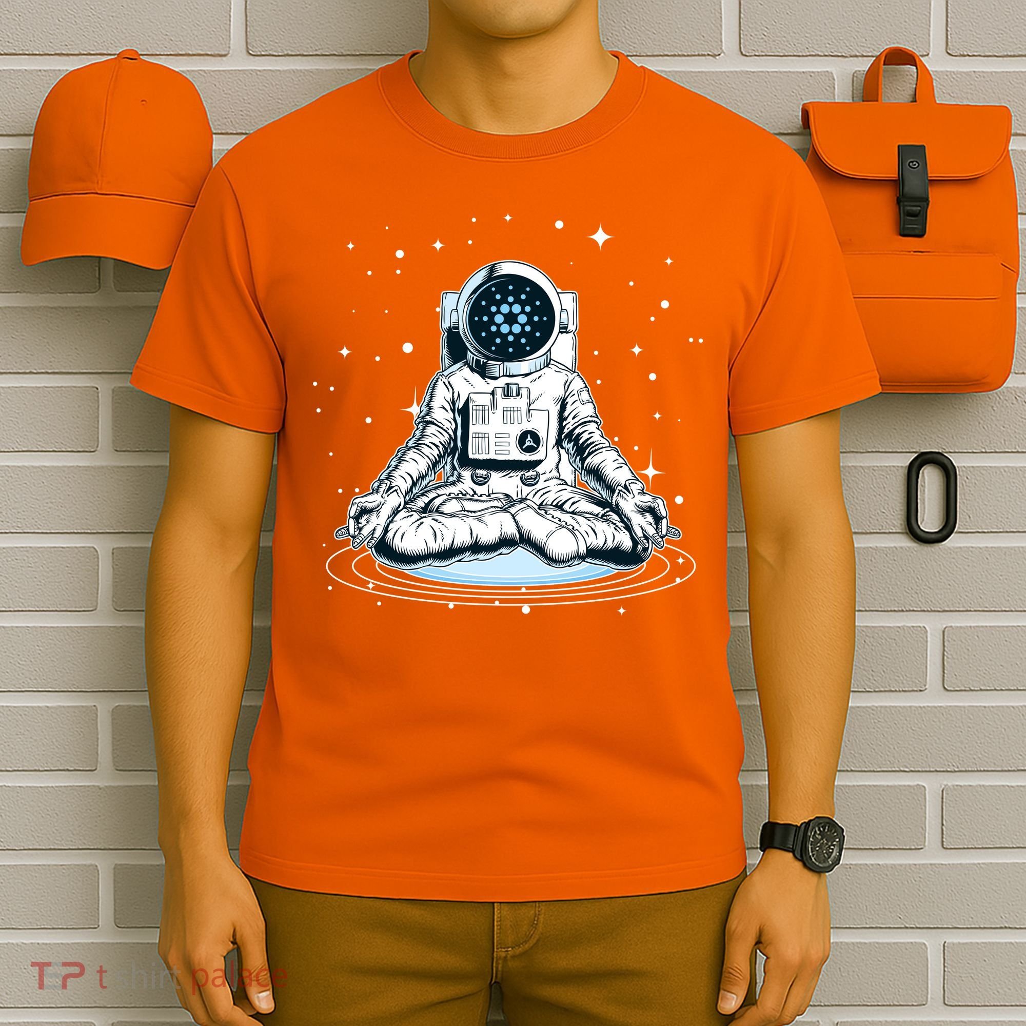 Cardano Cryptocurrency Yoga Space Astronaut T-Shirt