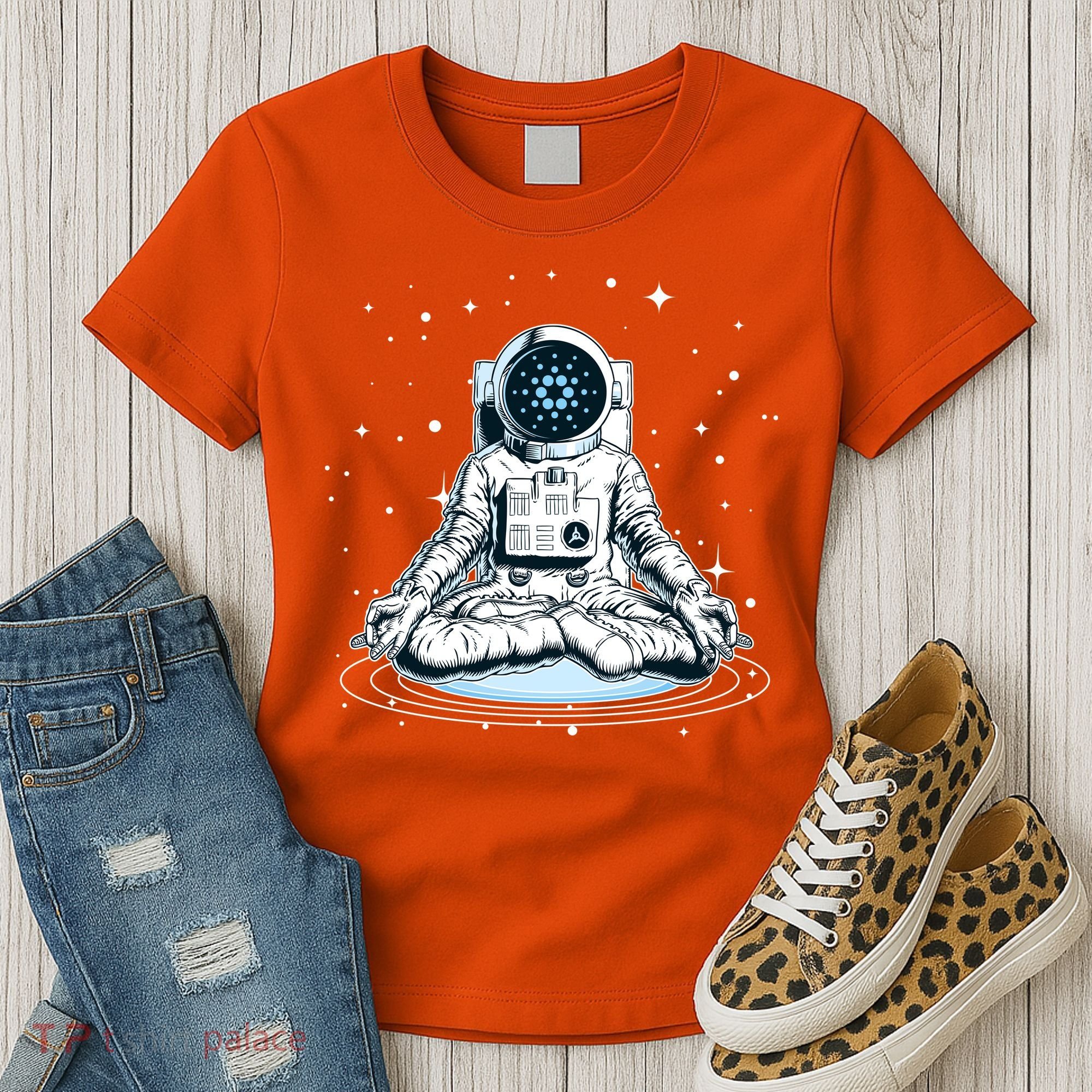 Cardano Cryptocurrency Yoga Space Astronaut Women's T-Shirt