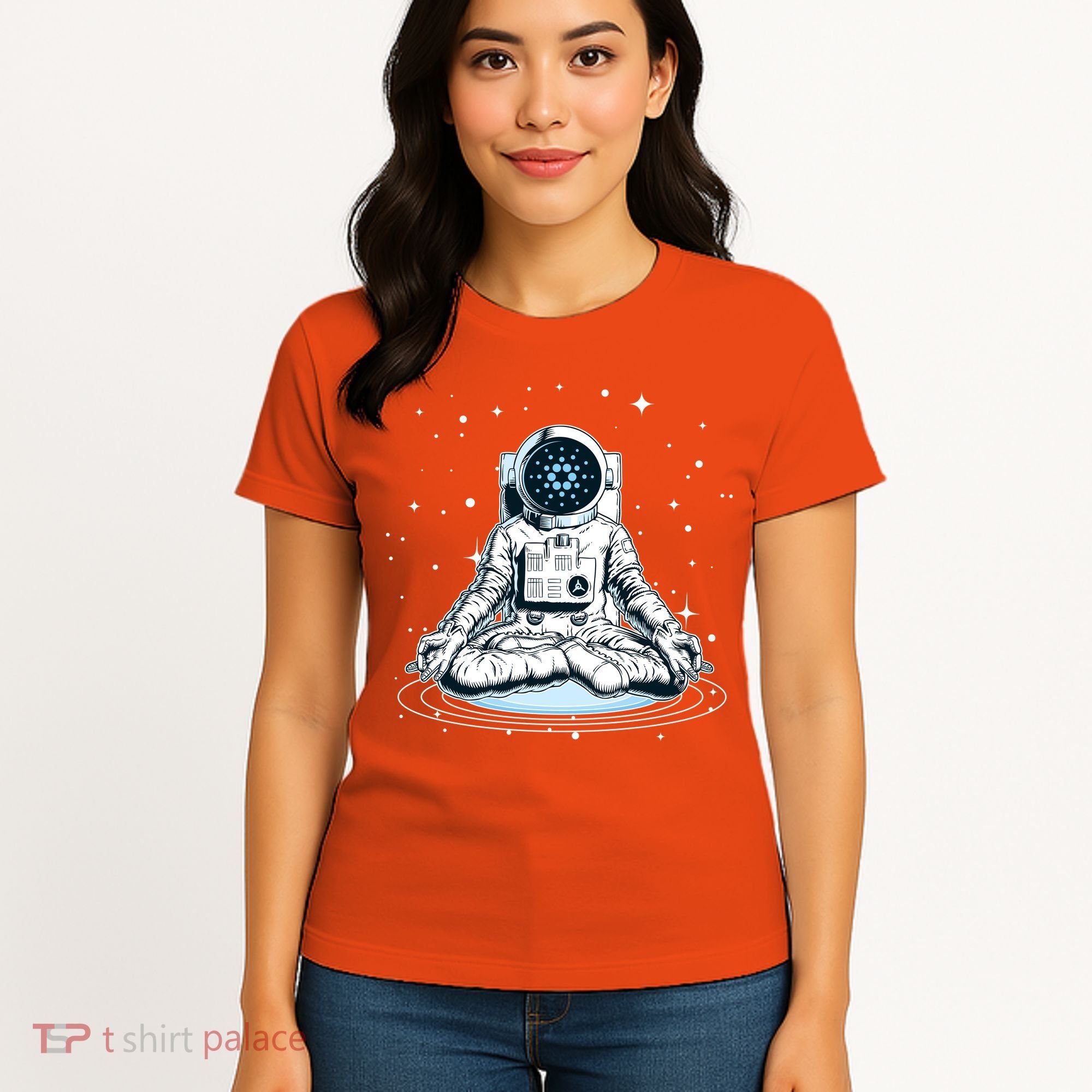 Cardano Cryptocurrency Yoga Space Astronaut Women's T-Shirt