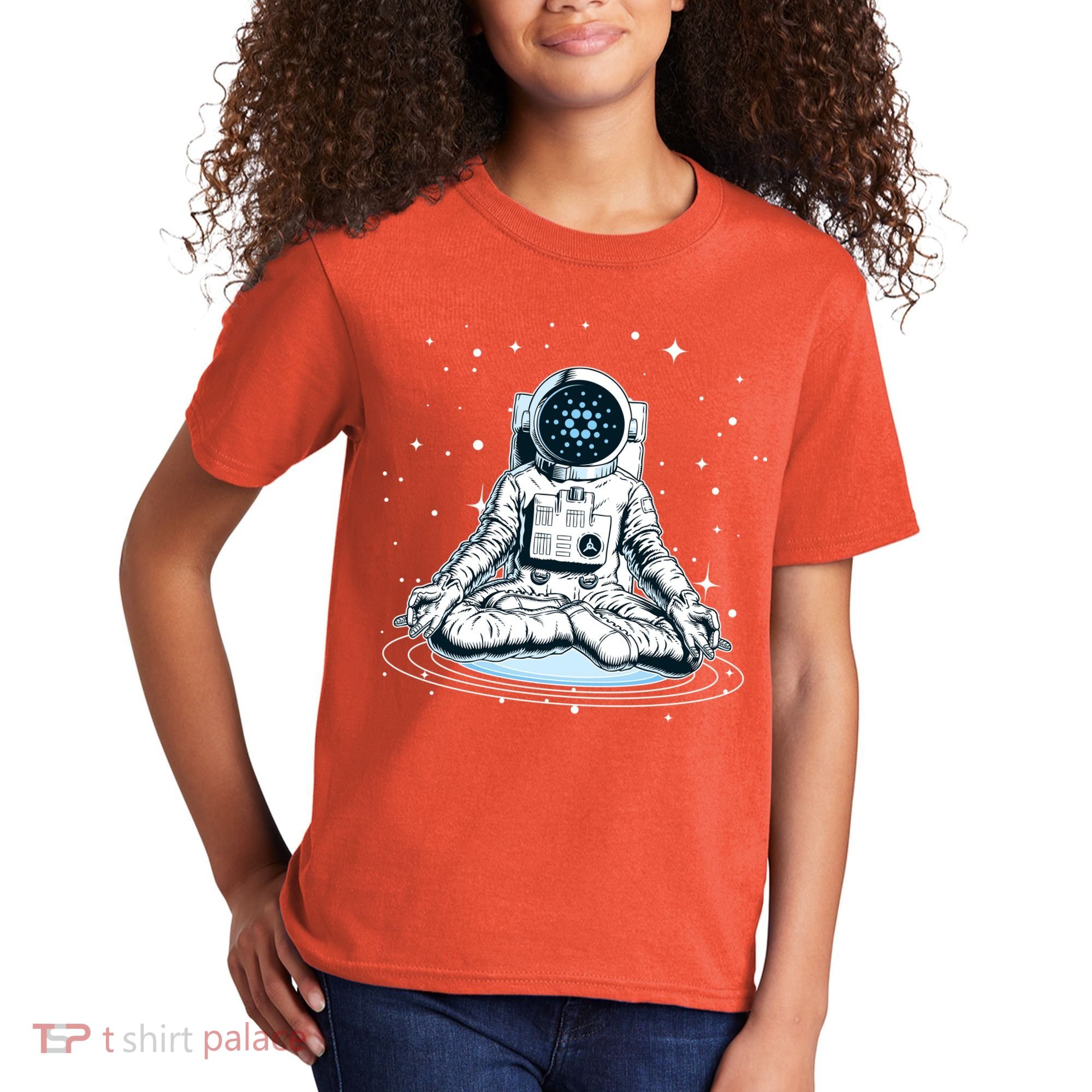 Cardano Cryptocurrency Yoga Space Astronaut Kids T-Shirt