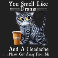 Coffee Cat You Smell Like Drama And A Headache Funny Five-Panel Snapback Cap thumb 2