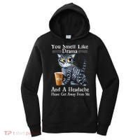 Coffee Cat You Smell Like Drama And A Headache Funny Women's Hoodie thumb 0