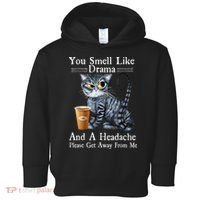 Coffee Cat You Smell Like Drama And A Headache Funny Toddler Hoodie thumb 0