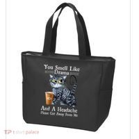 Coffee Cat You Smell Like Drama And A Headache Funny Tote Bag thumb 3