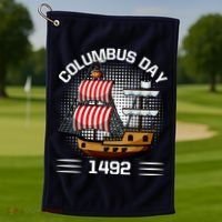 Columbus Day 1492 Golf Towel thumb 1