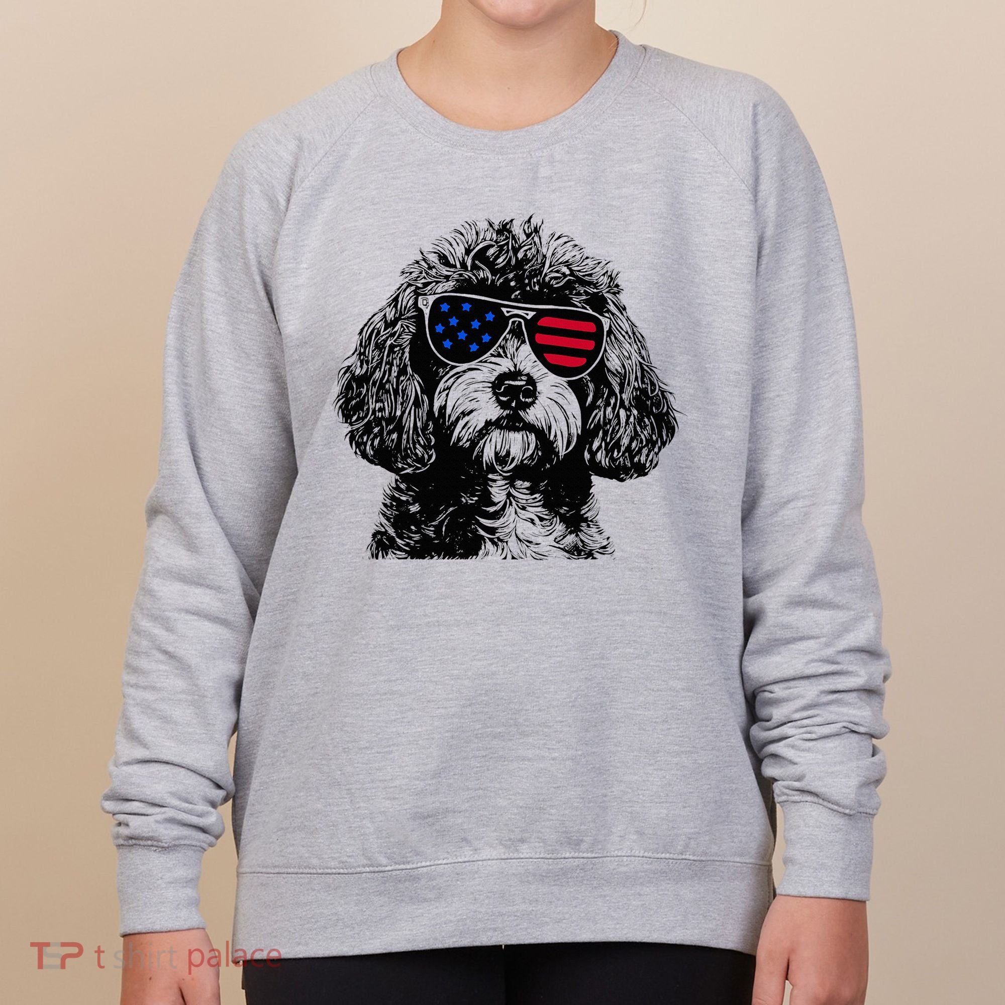 Cavapoo Dog 4th July America Usa Flag Women's Sweatshirt