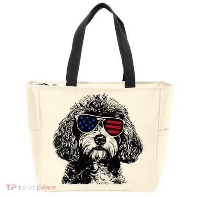 Cavapoo Dog 4th July America Usa Flag Tote Bag