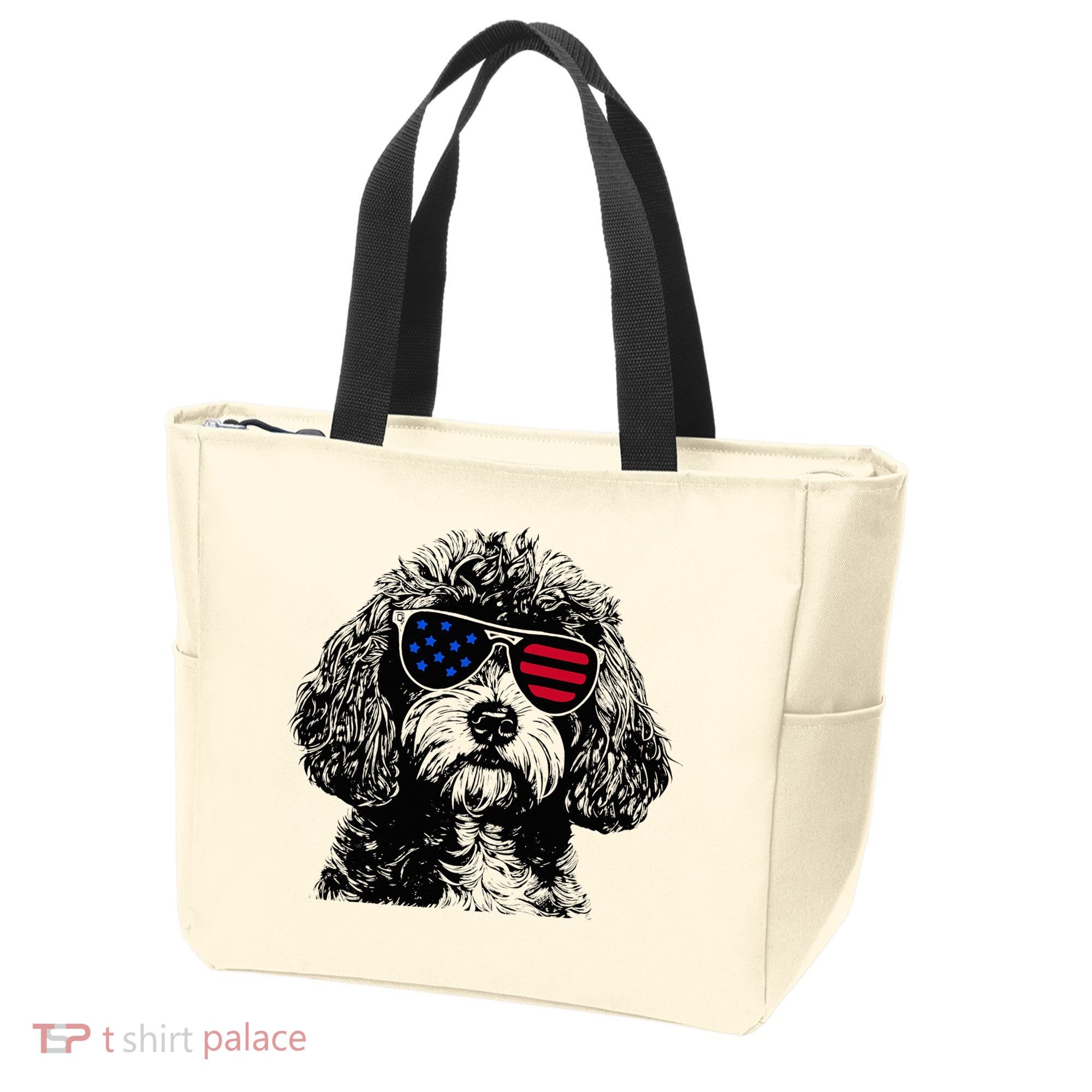 Cavapoo Dog 4th July America Usa Flag Tote Bag