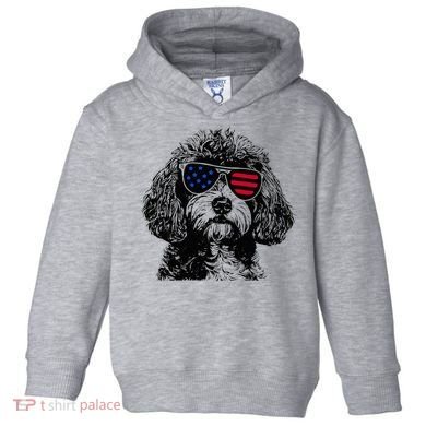 Cavapoo Dog 4th July America Usa Flag Toddler Hoodie