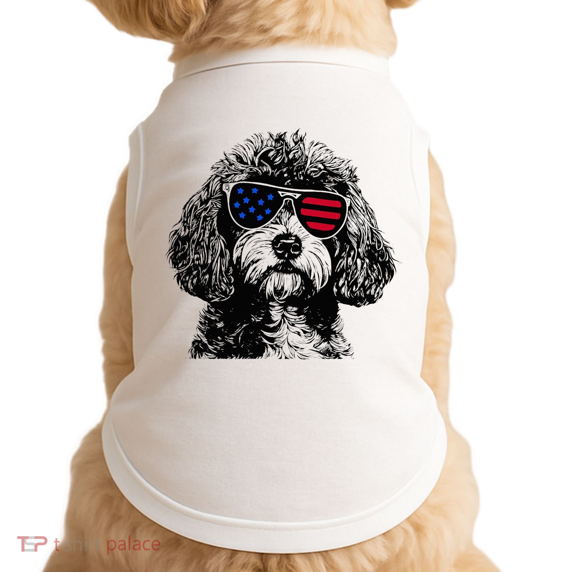 Cavapoo Dog 4th July America Usa Flag Doggie Tank