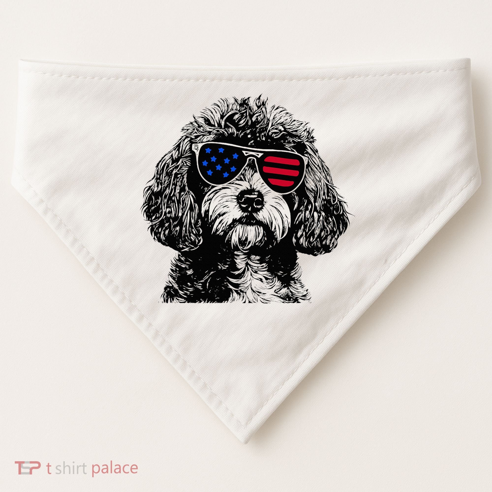 Cavapoo Dog 4th July America Usa Flag USA-Made Doggie Bandana