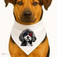 Cavapoo Dog 4th July America Usa Flag USA-Made Doggie Bandana thumb 1