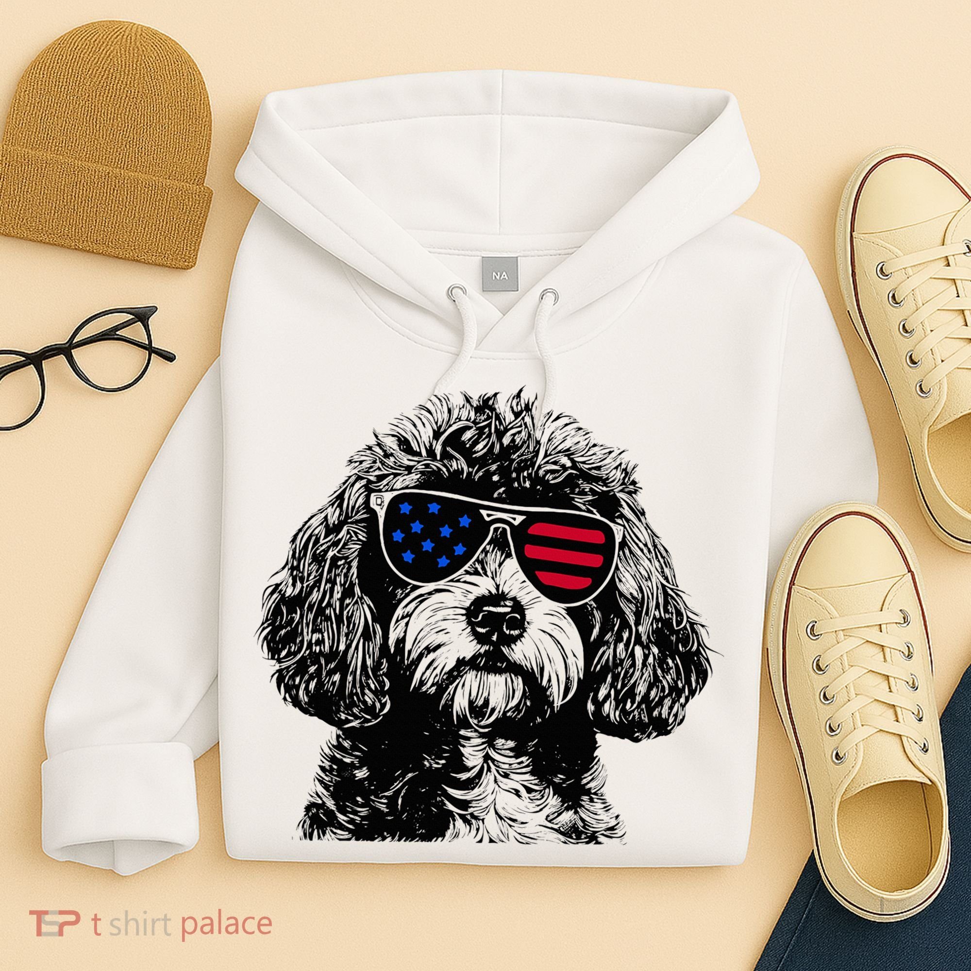 Cavapoo Dog 4th July America Usa Flag Hoodie