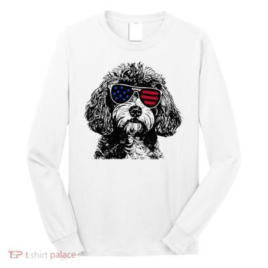Cavapoo Dog 4th July America Usa Flag Long Sleeve Shirt