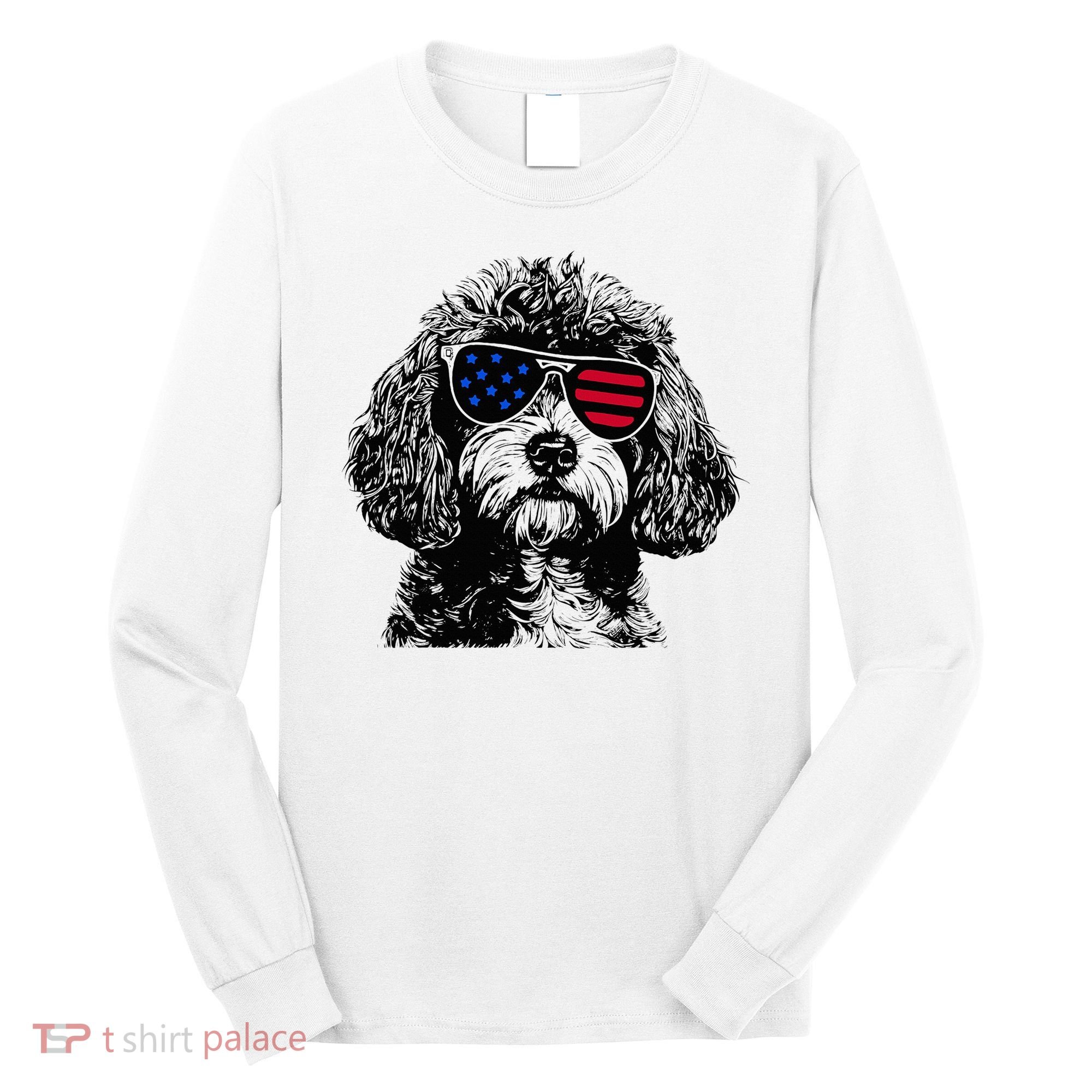 Cavapoo Dog 4th July America Usa Flag Long Sleeve Shirt