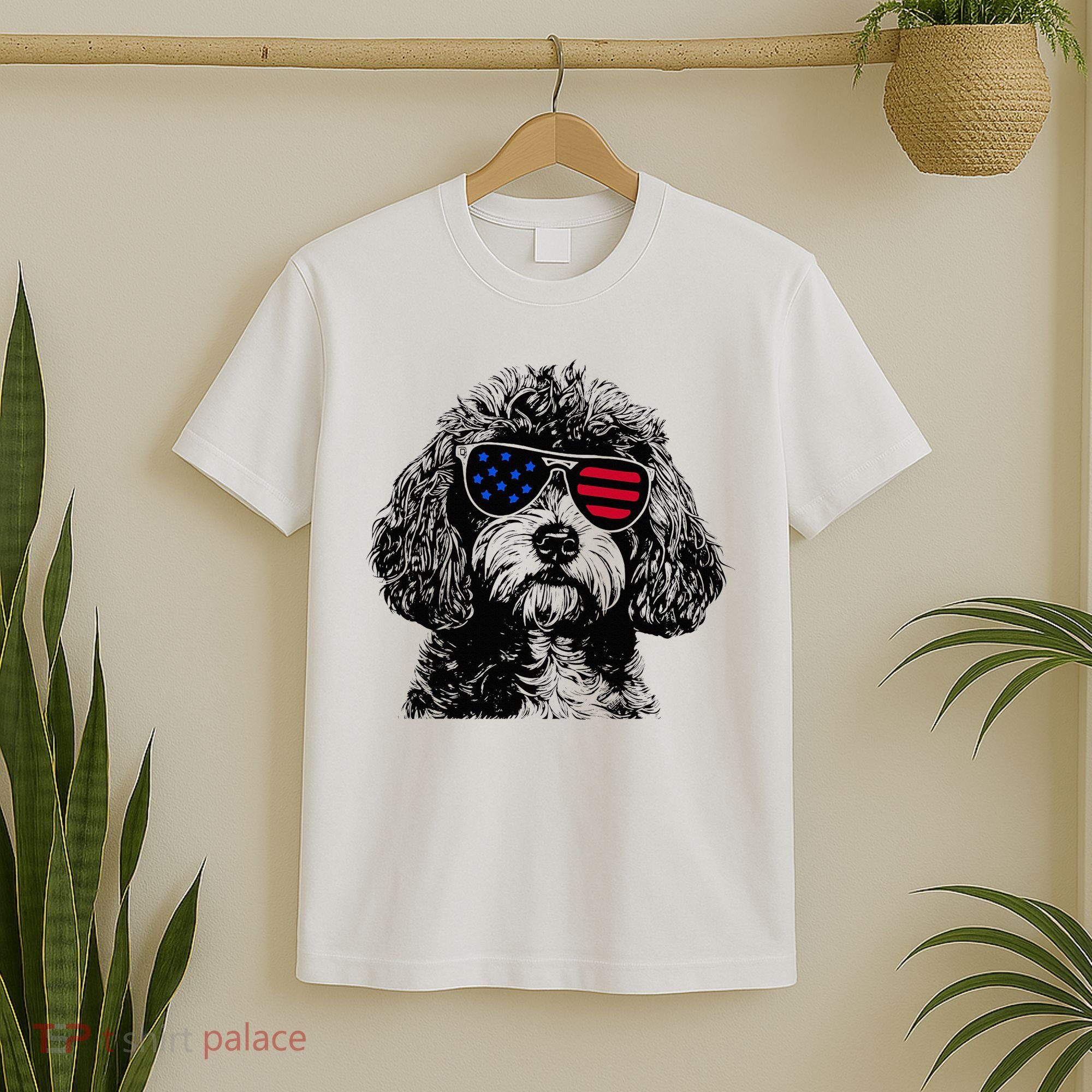 Cavapoo Dog 4th July America Usa Flag T-Shirt