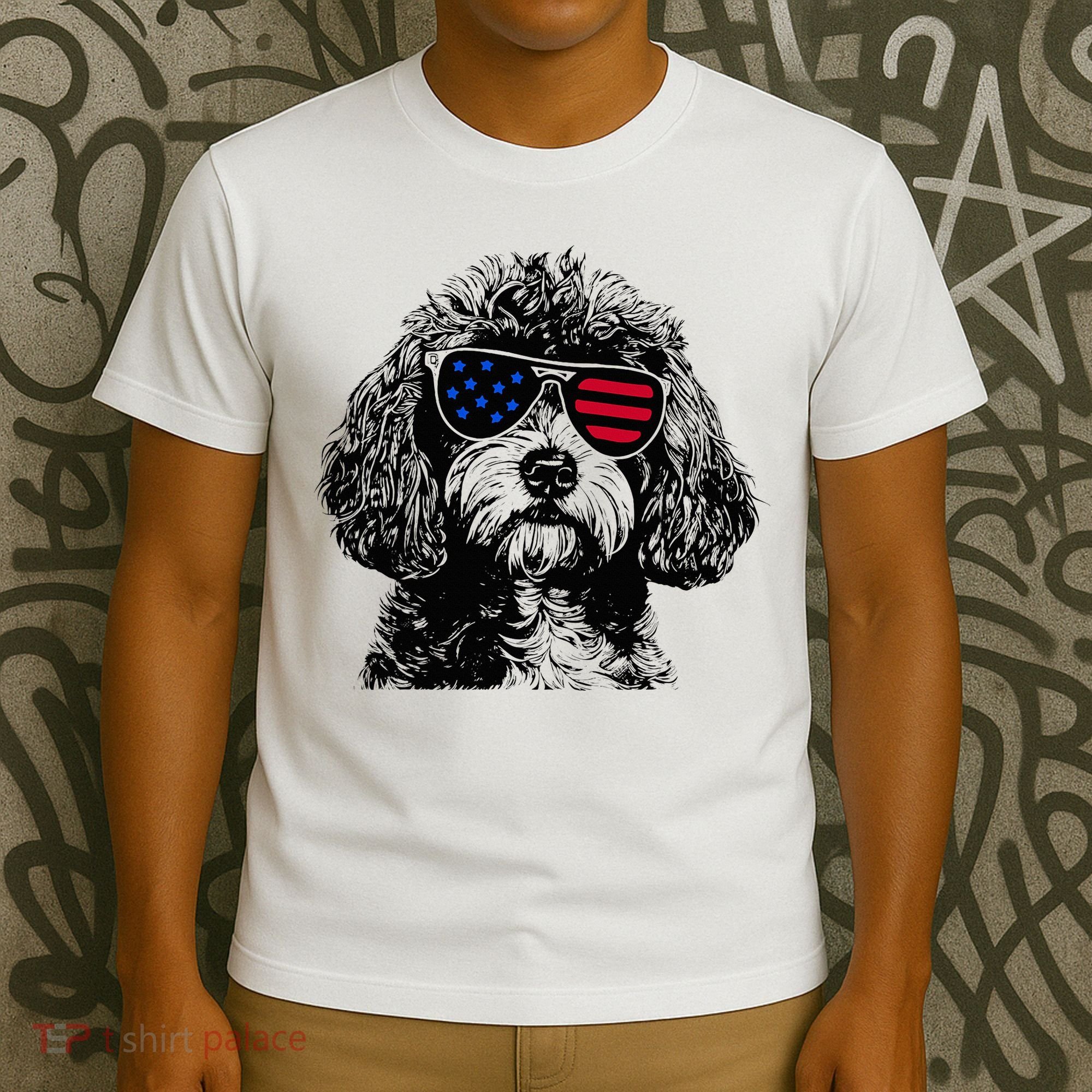 Cavapoo Dog 4th July America Usa Flag T-Shirt