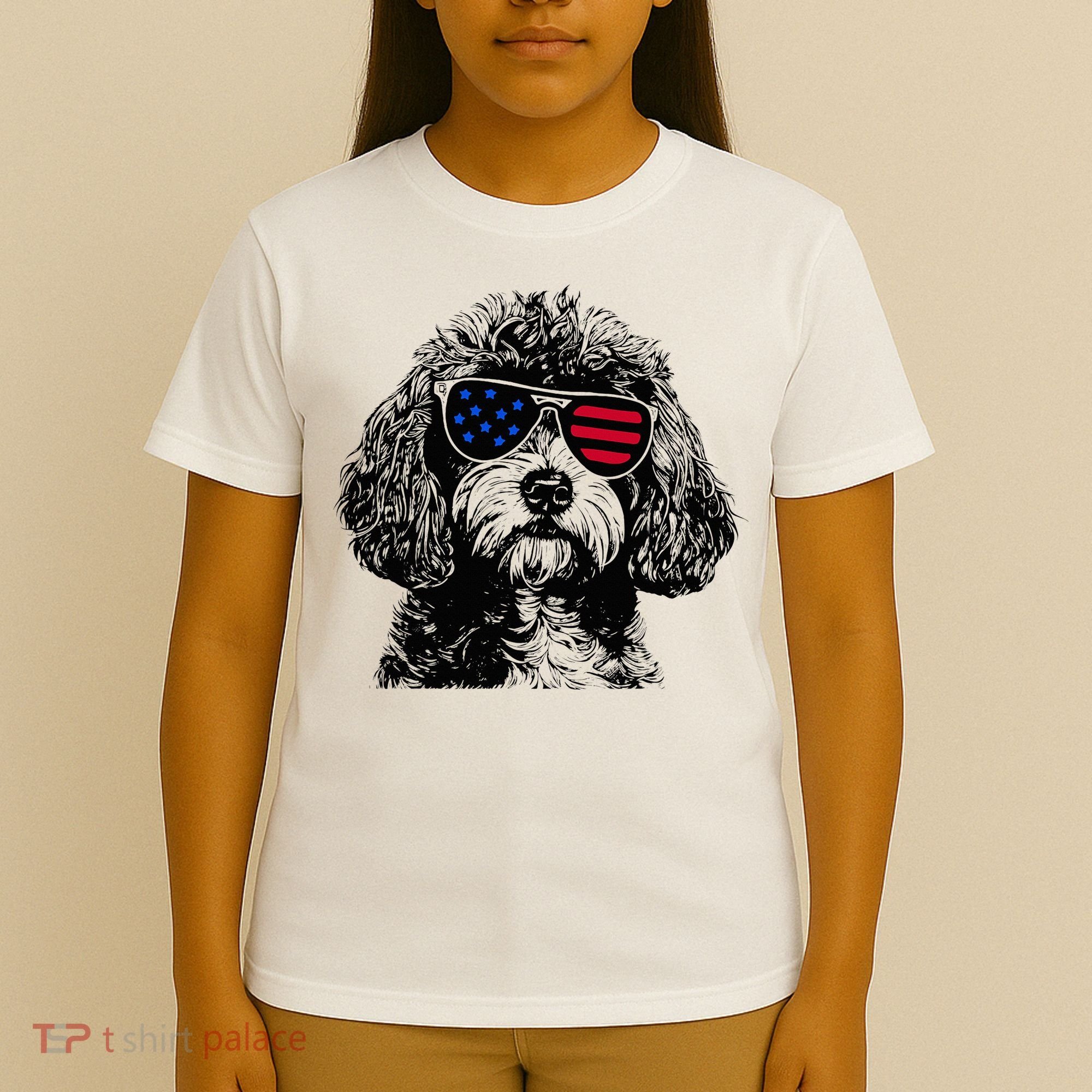 Cavapoo Dog 4th July America Usa Flag T-Shirt