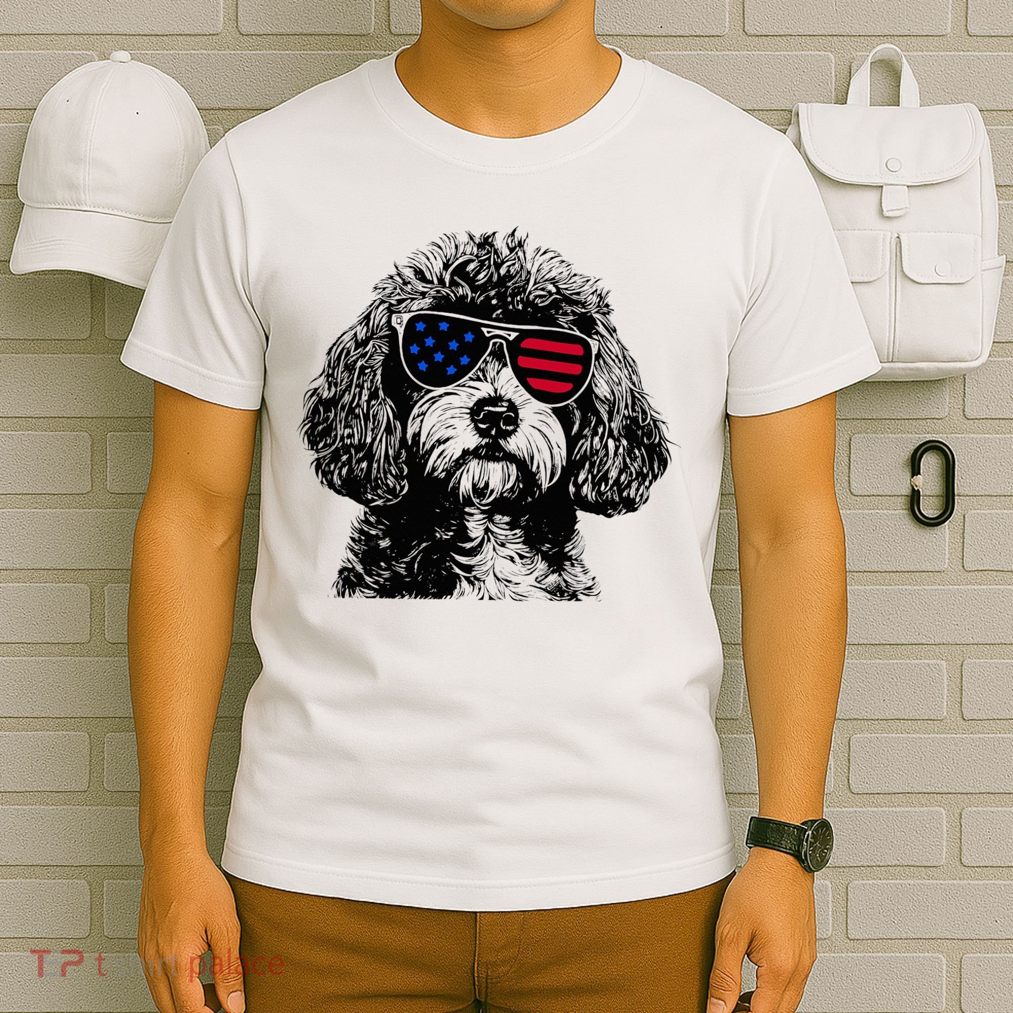 Cavapoo Dog 4th July America Usa Flag T-Shirt