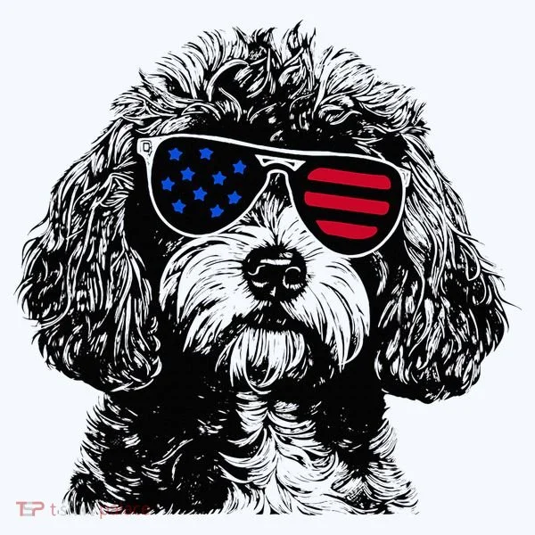 Cavapoo Dog 4th July America Usa Flag Button