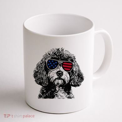 Cavapoo Dog 4th July America Usa Flag Coffee Mug back