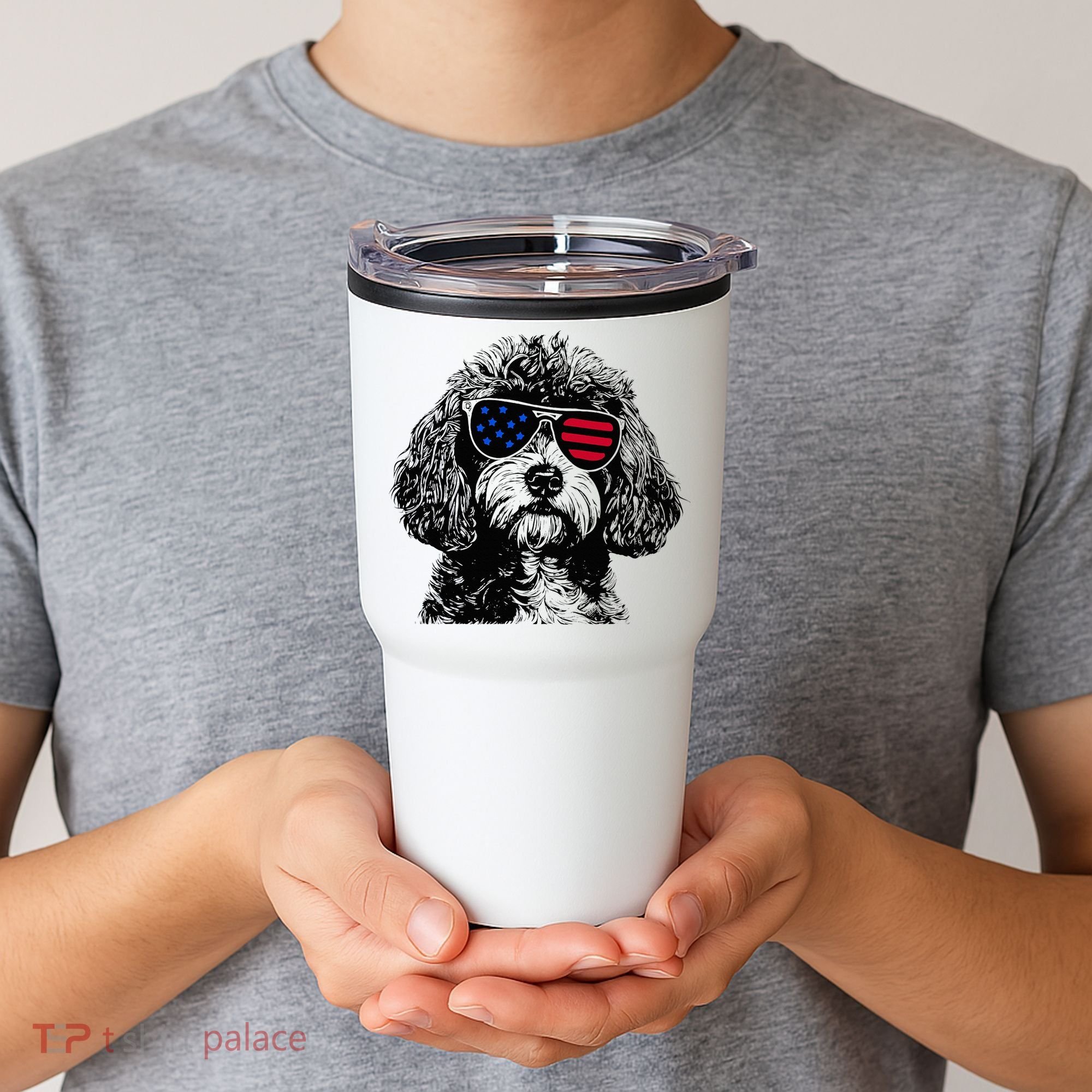 Cavapoo Dog 4th July America Usa Flag Tumbler