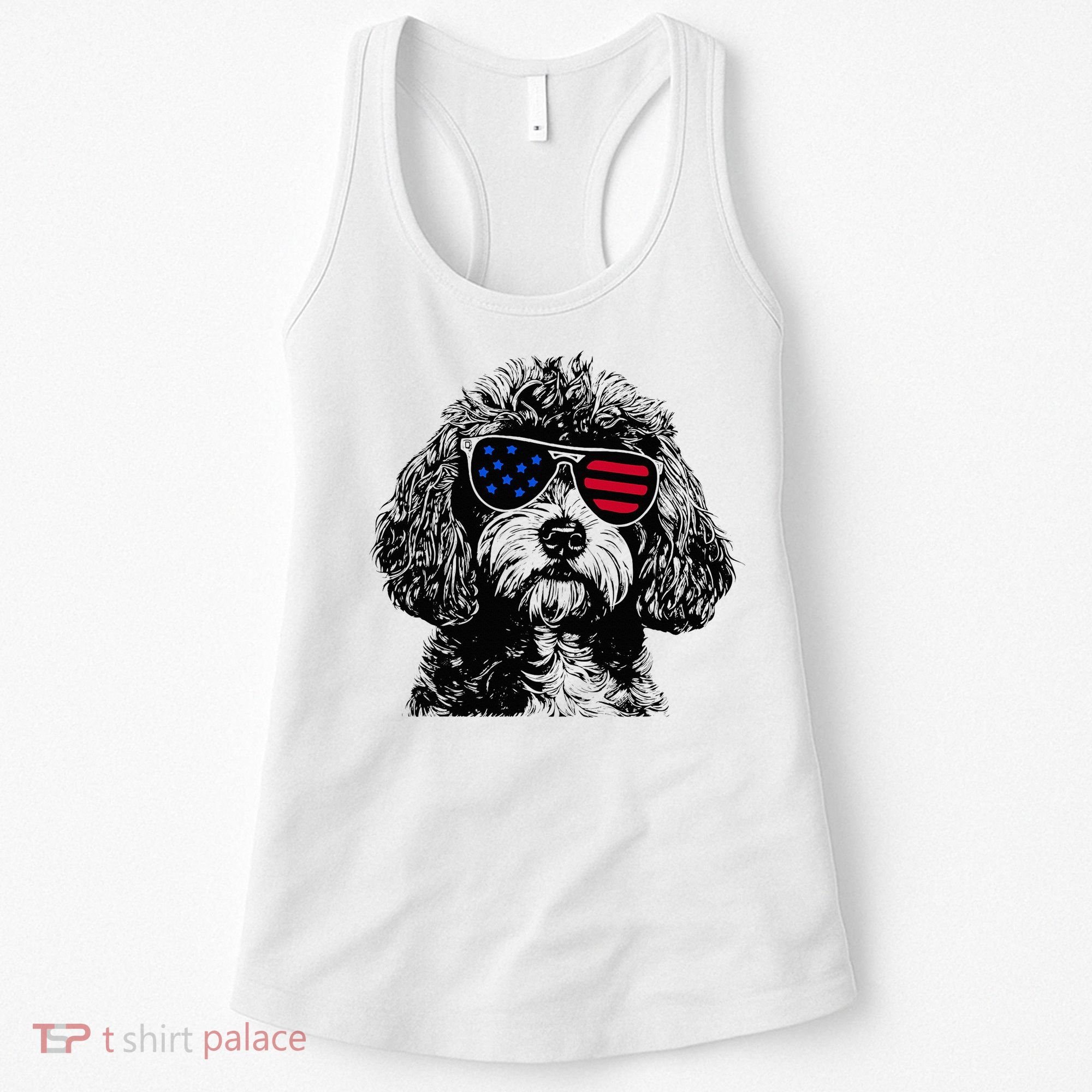 Cavapoo Dog 4th July America Usa Flag Women's Tank Top