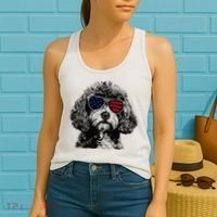 Cavapoo Dog 4th July America Usa Flag Women's Tank Top thumb 2