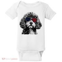 Cavapoo Dog 4th July America Usa Flag Baby Bodysuit thumb 0