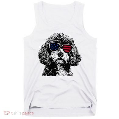 Cavapoo Dog 4th July America Usa Flag Tank Top