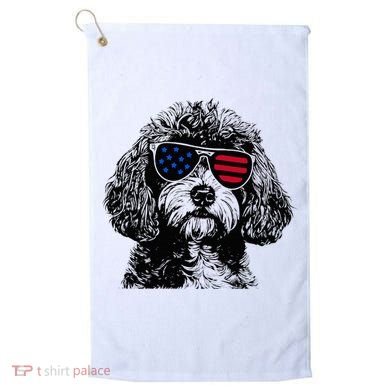 Cavapoo Dog 4th July America Usa Flag Golf Towel