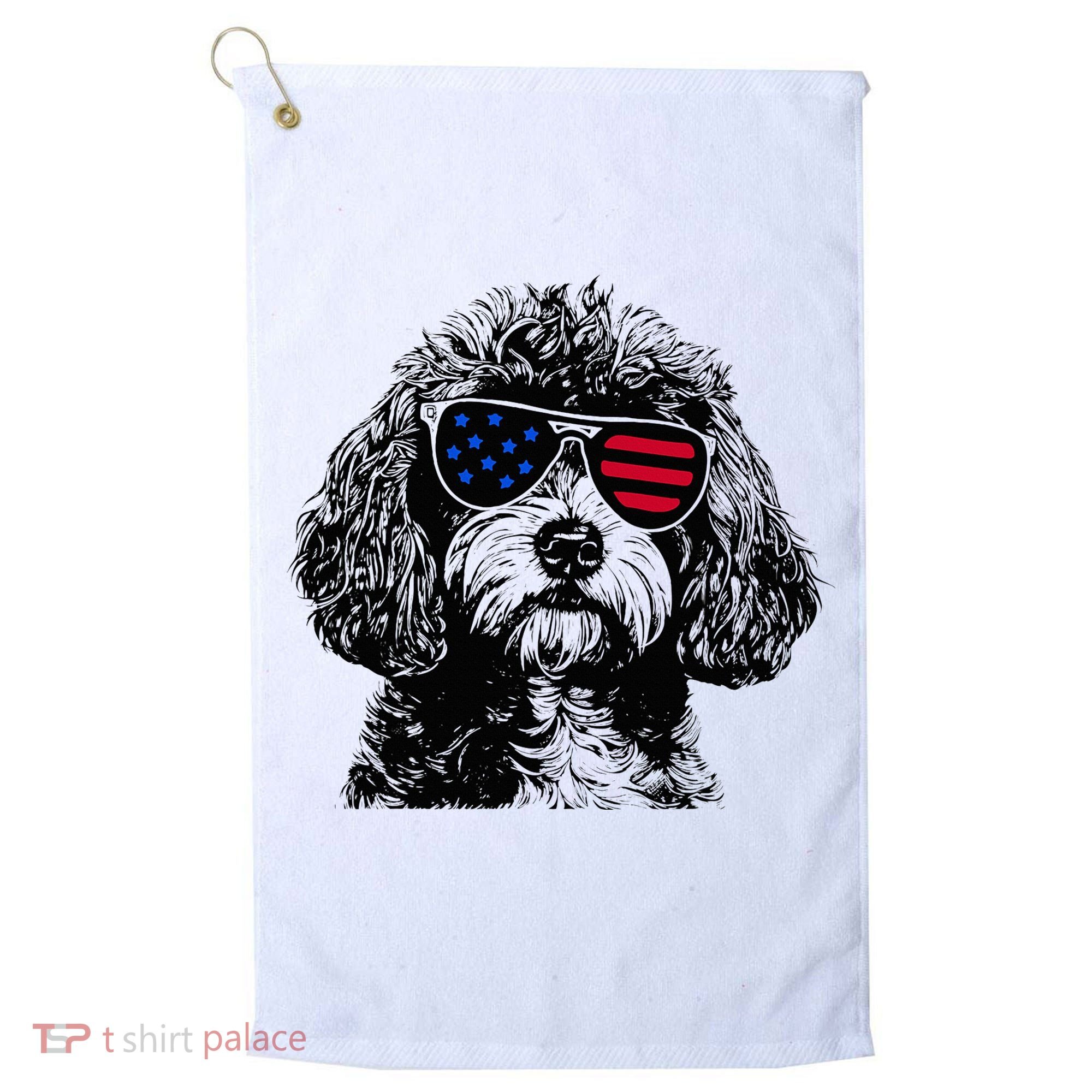Cavapoo Dog 4th July America Usa Flag Golf Towel