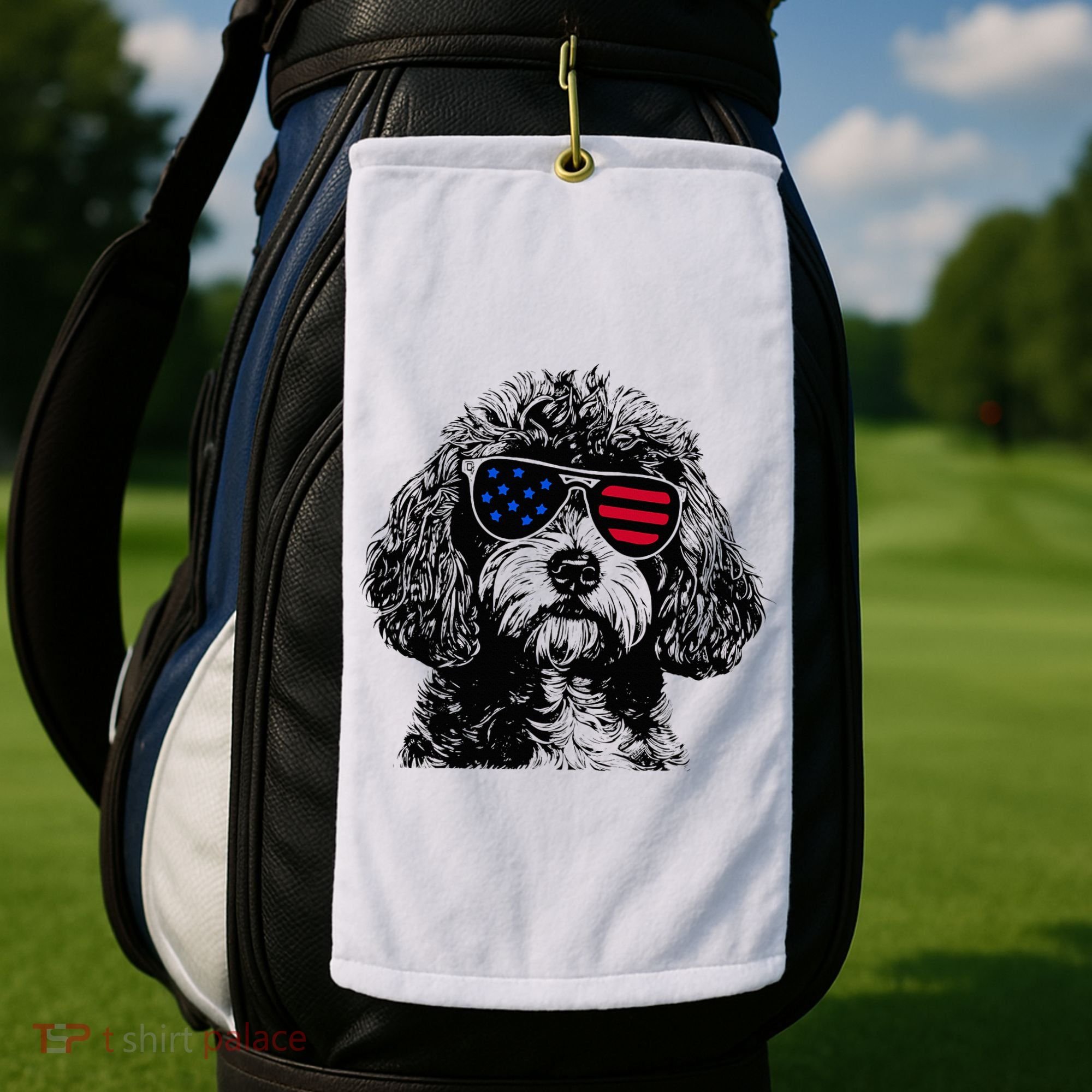 Cavapoo Dog 4th July America Usa Flag Golf Towel