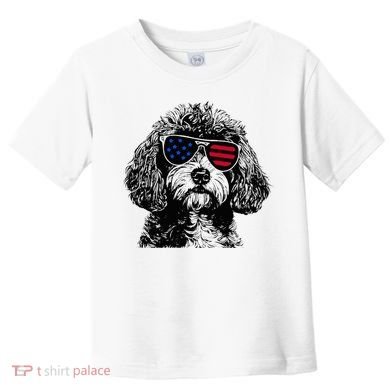 Cavapoo Dog 4th July America Usa Flag Toddler T-Shirt