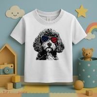 Cavapoo Dog 4th July America Usa Flag Toddler T-Shirt thumb 3