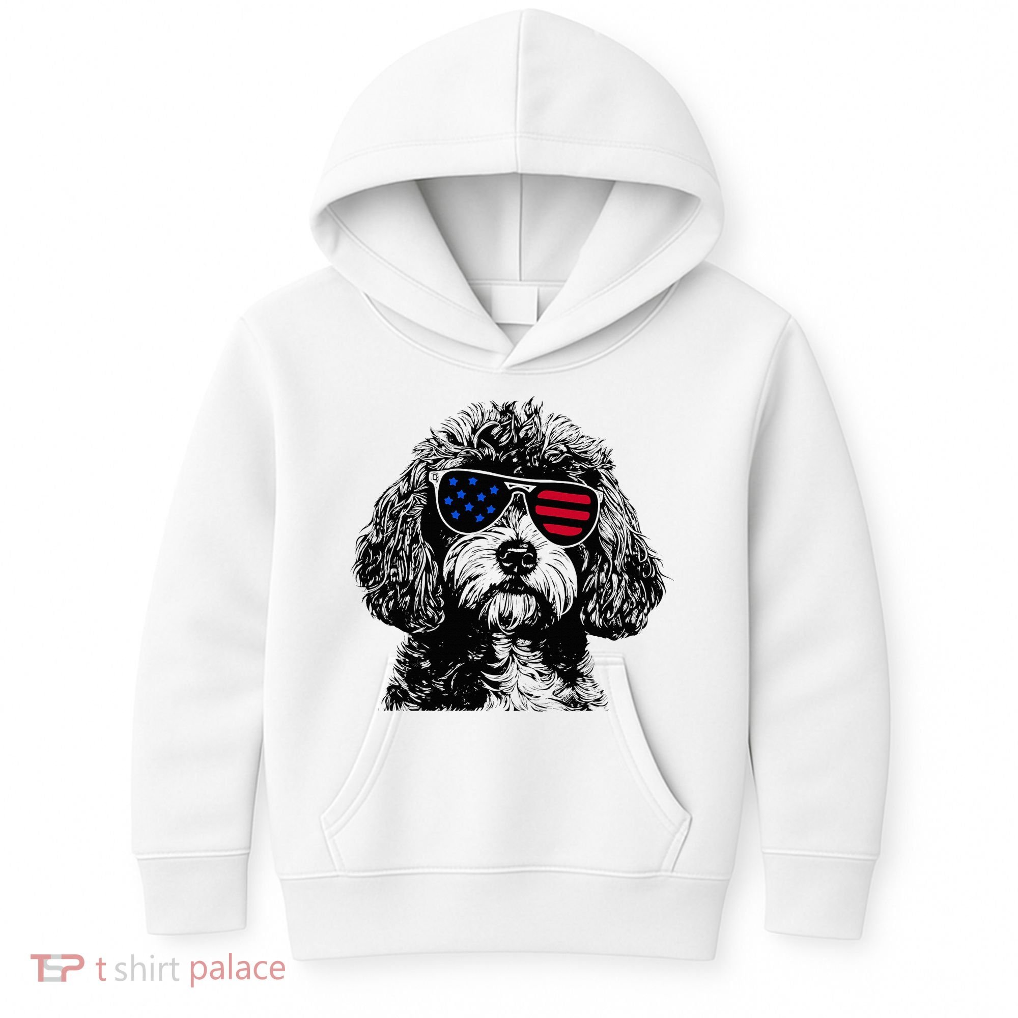 Cavapoo Dog 4th July America Usa Flag Kids Hoodie