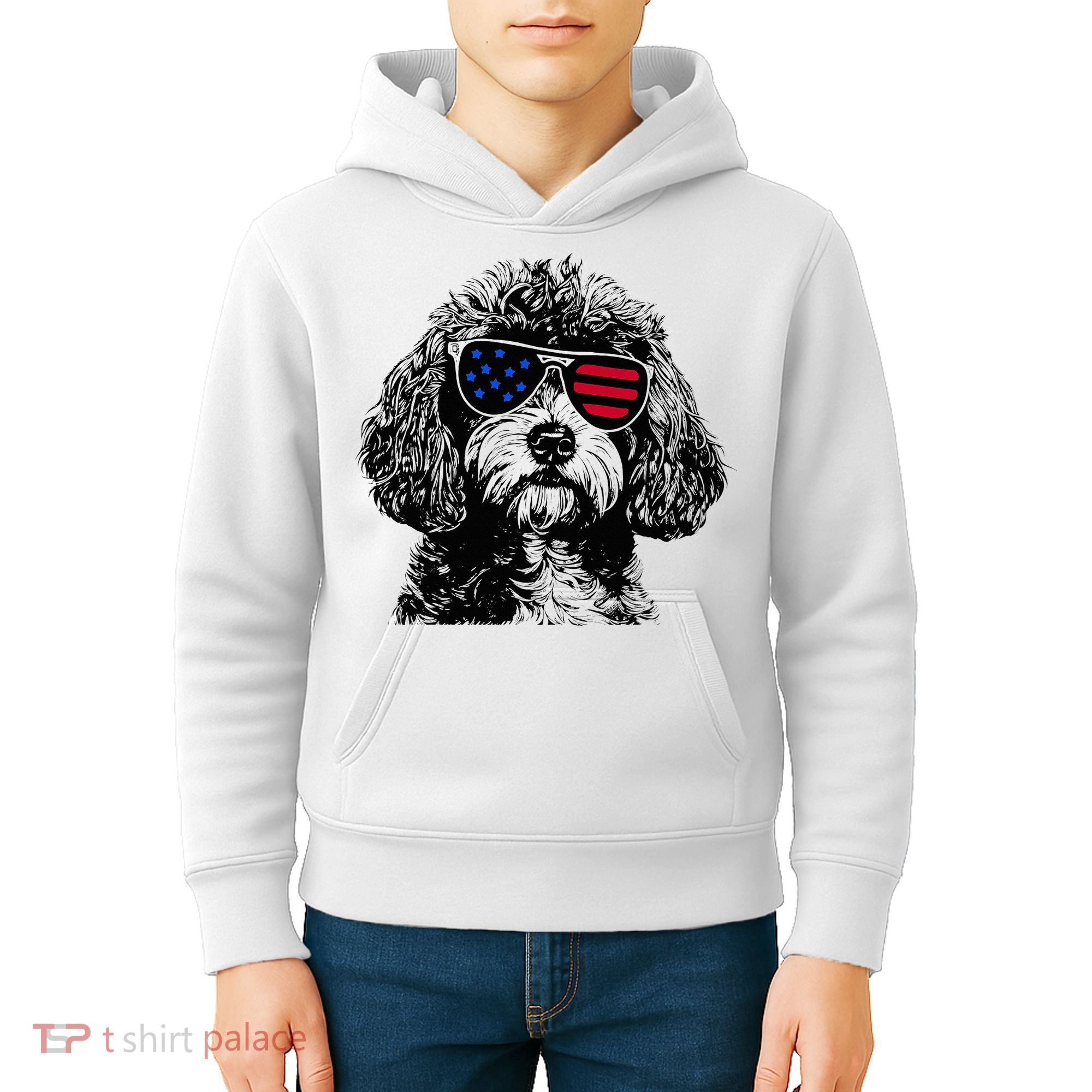 Cavapoo Dog 4th July America Usa Flag Kids Hoodie