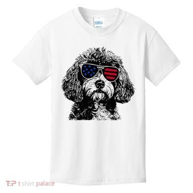 Cavapoo Dog 4th July America Usa Flag Kids T-Shirt