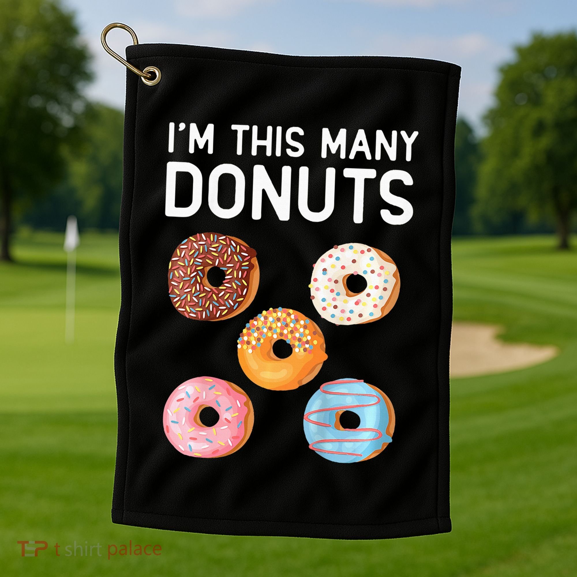 Cute Donut 5th Birthday Im This Many Donuts 5year Old Golf Towel